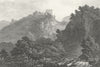 DERBYS. Peveril's Castle, peak, Derbyshire. DUGDALE c1840 old antique print