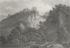 DERBYS. Peveril's Castle, peak, Derbyshire. DUGDALE c1840 old antique print