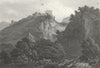 DERBYS. Peveril's Castle, peak, Derbyshire. DUGDALE c1840 old antique print