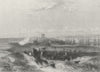 DURHAM. Hartlepool. Finden Town in Background 1842 old antique print picture