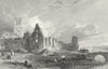 JARROW. Tyne. Allom. Monastery Ruins Gravestones 1832 old antique print