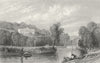 DURHAM. Axwell Park. Fisherman Rod & Net Rowing boat 1832 old antique print