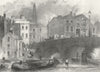 YORKS. Leeds. Entry to Briggate. Harvey bridge Boats 1840 old antique print