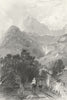 LANGDALE. Mill Beck, Gt. Westmorland Lady Side-saddle 1832 old antique print
