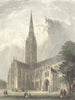 WILTS. Salisbury Cathedral 1836 old antique vintage print picture