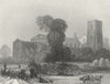 WALES. Llandaff Cathedral NE view 1836 old antique vintage print picture