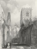 WALES. Llandaff Cathedral Nave 1836 old antique vintage print picture