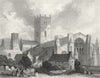 WALES. St David's Cathedral NW view 1836 old antique vintage print picture