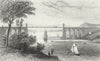 BANGOR. Suspension bridge, Caernarfonshire. DUGDALE 1835 old antique print