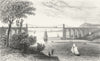 BANGOR. Suspension bridge, Caernarfonshire. DUGDALE 1835 old antique print