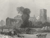 WALES. Llandaff Cathedral NE view 1836 old antique vintage print picture