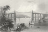 WALES. Menai bridge, Bangor. Bartlett Gastineau 1841 old antique print picture