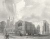 WALES. Bangor Cathedral SE view. Bartlett Gastineau c1850 old antique print