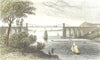 BANGOR. Suspension bridge, Caernarfonshire. DUGDALE 1835 old antique print
