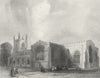 WALES. Bangor Cathedral SE view 1860 old antique vintage print picture