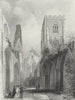 WALES. Llandaff Cathedral Nave 1860 old antique vintage print picture