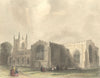 WALES. Bangor Cathedral SE view 1850 old antique vintage print picture