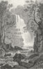 PISTILL CAEN. Merionethshire. Waterfall anglers c1831 old antique print