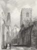 WALES. Llandaff Cathedral Nave 1836 old antique vintage print picture