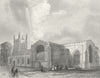 WALES. Bangor Cathedral SE view 1838 old antique vintage print picture