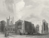 WALES. Bangor Cathedral SE view 1850 old antique vintage print picture