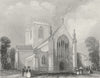 WALES. St Asaph's Cathedral west end. Asaph 1850 old antique print picture