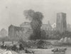 WALES. Llandaff Cathedral NE view 1836 old antique vintage print picture