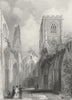 WALES. Llandaff Cathedral Nave 1836 old antique vintage print picture
