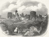 SUSSEX. Pevensey Castle c1855 old antique vintage print picture