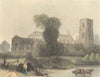 WALES. Llandaff Cathedral NE view 1850 old antique vintage print picture