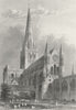 SUSSEX. Chichester Cathedral SE view 1836 old antique vintage print picture