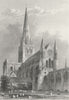 SUSSEX. Chichester Cathedral SE view 1836 old antique vintage print picture