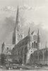 SUSSEX. Chichester Cathedral SE view 1860 old antique vintage print picture
