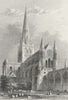 SUSSEX. Chichester Cathedral SE view 1836 old antique vintage print picture