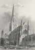 SUSSEX. Chichester Cathedral SE view 1851 old antique vintage print picture