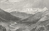 GERMANY. Source Fore Rhine, Mt Badus  1830 old antique vintage print picture