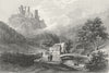 GERMANY. Valley Engeholle ruins, Schonberg  1830 old antique print picture
