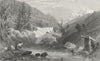 GERMANY. Fall Hind Rhine, Rofflen. falls  1830 old antique print picture