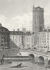 PARIS. Place Chatelet(Quai L'Horloge). Boat sinks 1834 old antique print