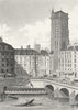 PARIS. Place Chatelet(Quai L'Horloge). Boat sinks 1828 old antique print