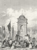 PARIS. Tombeau Consacre Memoire. flag Dog 1828 old antique print picture