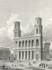 FRANCE. Church St Sulpice. Pugin Paris 1834 old antique vintage print picture