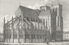 PARIS. L'eglise Notre Dame, L'orient. Dog parade 1828 old antique print