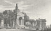 PERE LACHAISE. Monuments. France. praying figure 1828 old antique print