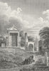 PERE LACHAISE. Perrigaux family grave. Funeral 1828 old antique print picture