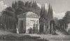 PERE LACHAISE. Monument. France. nun cross 1828 old antique print picture
