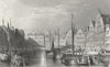 BELGIUM. Ghent. Netherlands. Allom boats 1850 old antique print picture