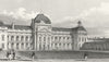 PARIS. Ecole Militaire, Facade south. military Dog 1834 old antique print