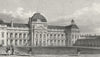 PARIS. Ecole Militaire, Facade south. military Dog 1828 old antique print
