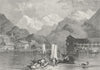 INTERLAKEN. Swiss. Fullarton boats-Finden 1850 old antique print picture